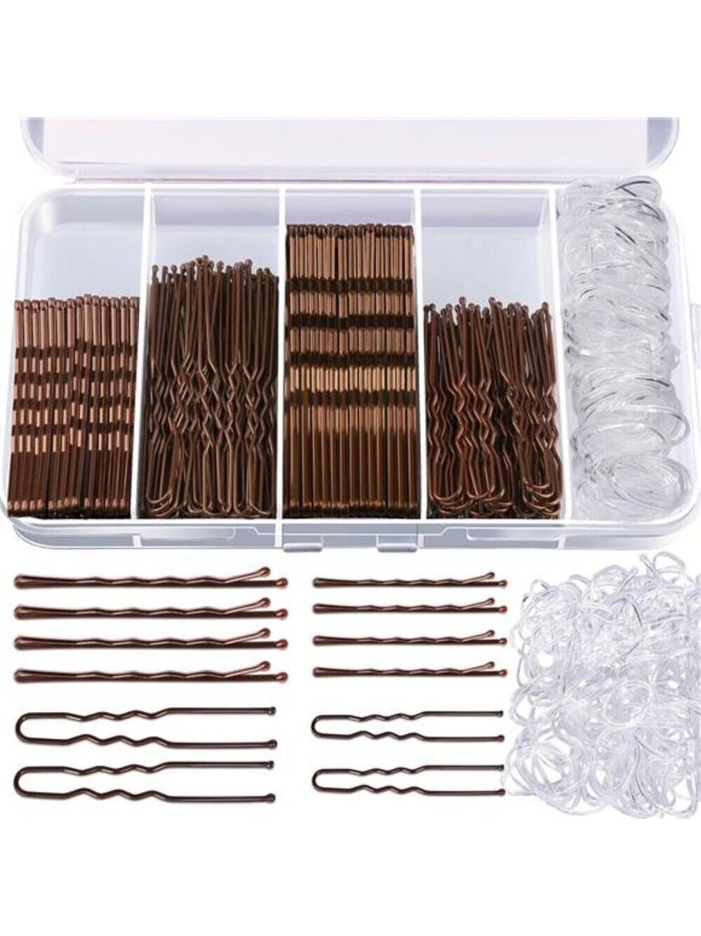 Bobby pins hair pins kit 300pcs brown clear bun pins hair bands for women